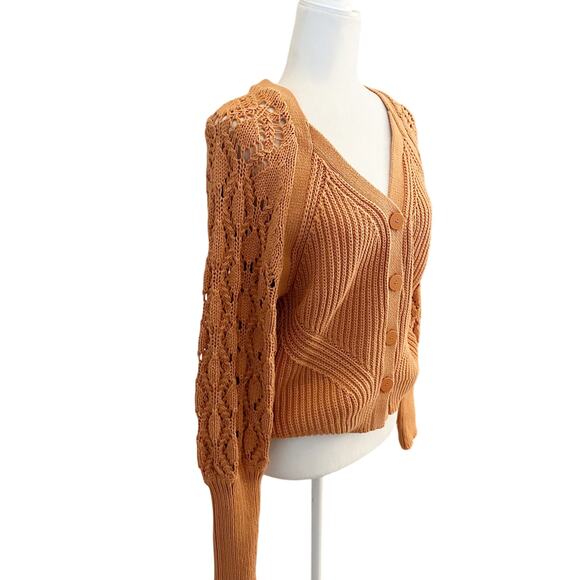 Jonathan Simkhai Adeline Cardigan Sweater XS Orange - Picture 3 of 9